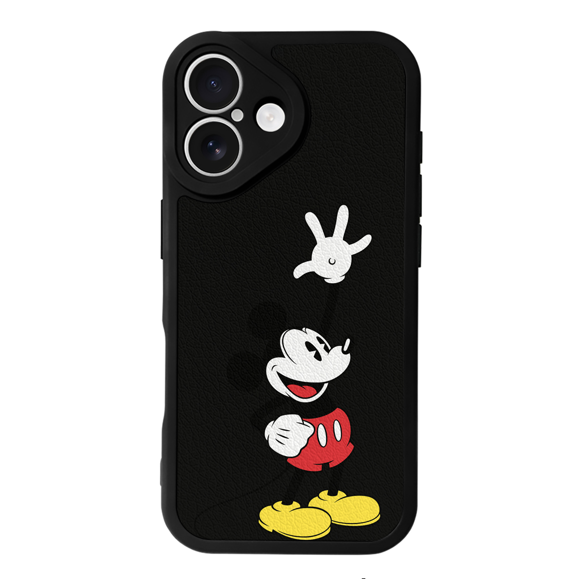（画像用） ミッキーマウス Mickey Mouse 【iPhone 16シリーズ対応】シリコンスマホケース（レザー調） 材質：シリコン